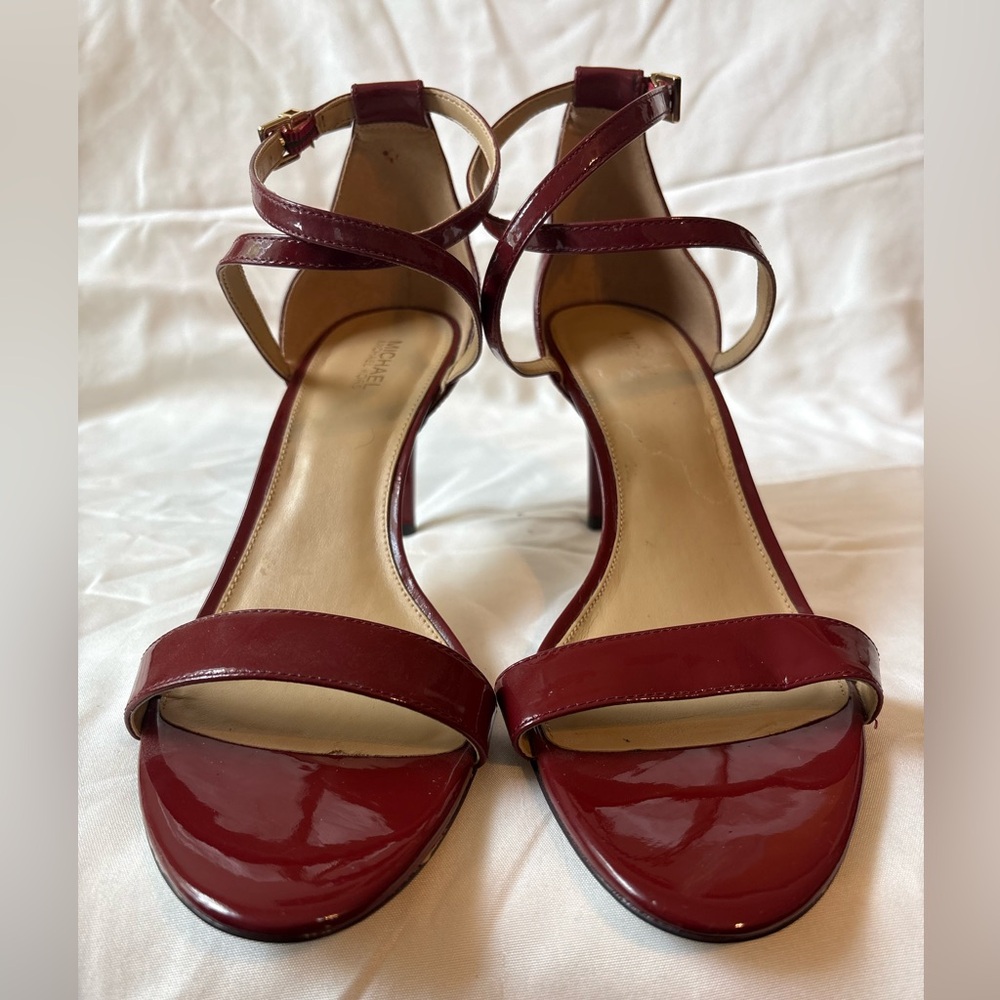 Michael Kors Burgundy Patent Leather Strappy Heels